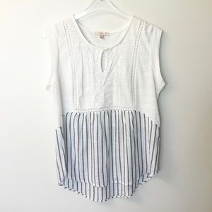 Stitch Fix Feliciano Mixed Material Keyhole Knit Top by Skies Are Blue - M